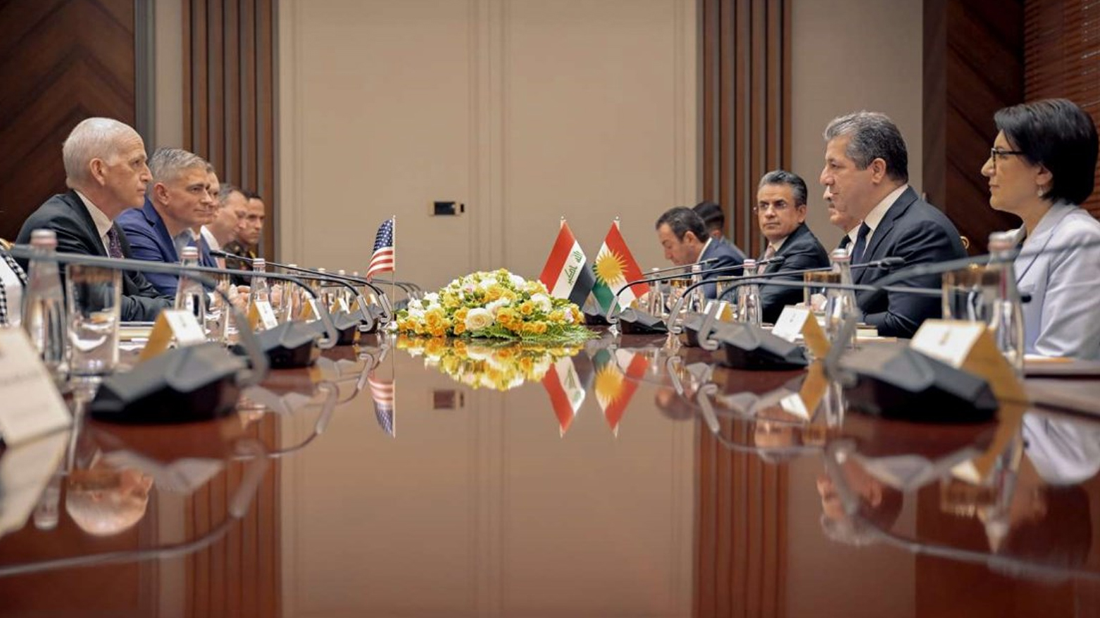 Kurdistan Region Prime Minister Masrour Barzani (second from right) during his meeting with a delegation of US Congress members, April 13, 2025. (Photo: KRG)
