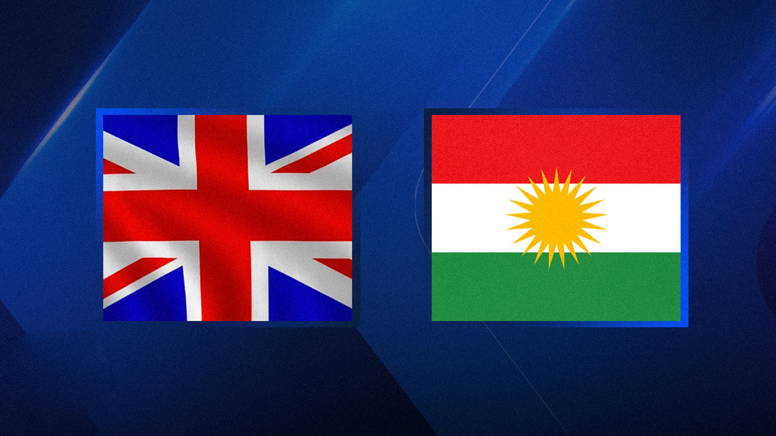 The flags of Britain and Kurdistan. (Graphics: Kurdistan24)