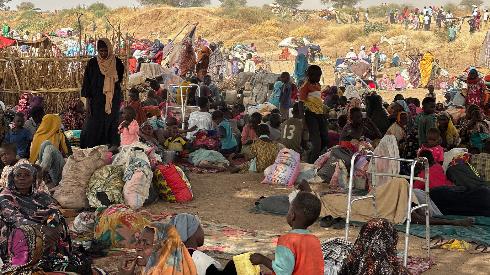 Displaced by RSF takeover of Zamzam camp, civilians seek refuge in a field near Tawila, western Darfur, on April 13, 2025. (Photo: AFP)