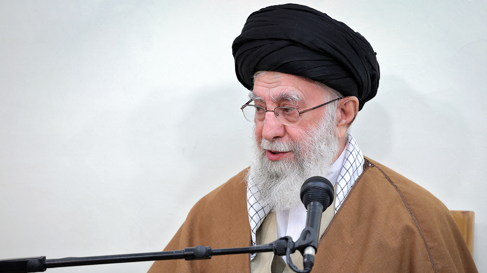 This handout picture provided by the office of Iran's Supreme Leader Ayatollah Ali Khamenei shows him addressing members Iranian government officials in Tehran on Apr. 15, 2025. (Photo: AFP)
