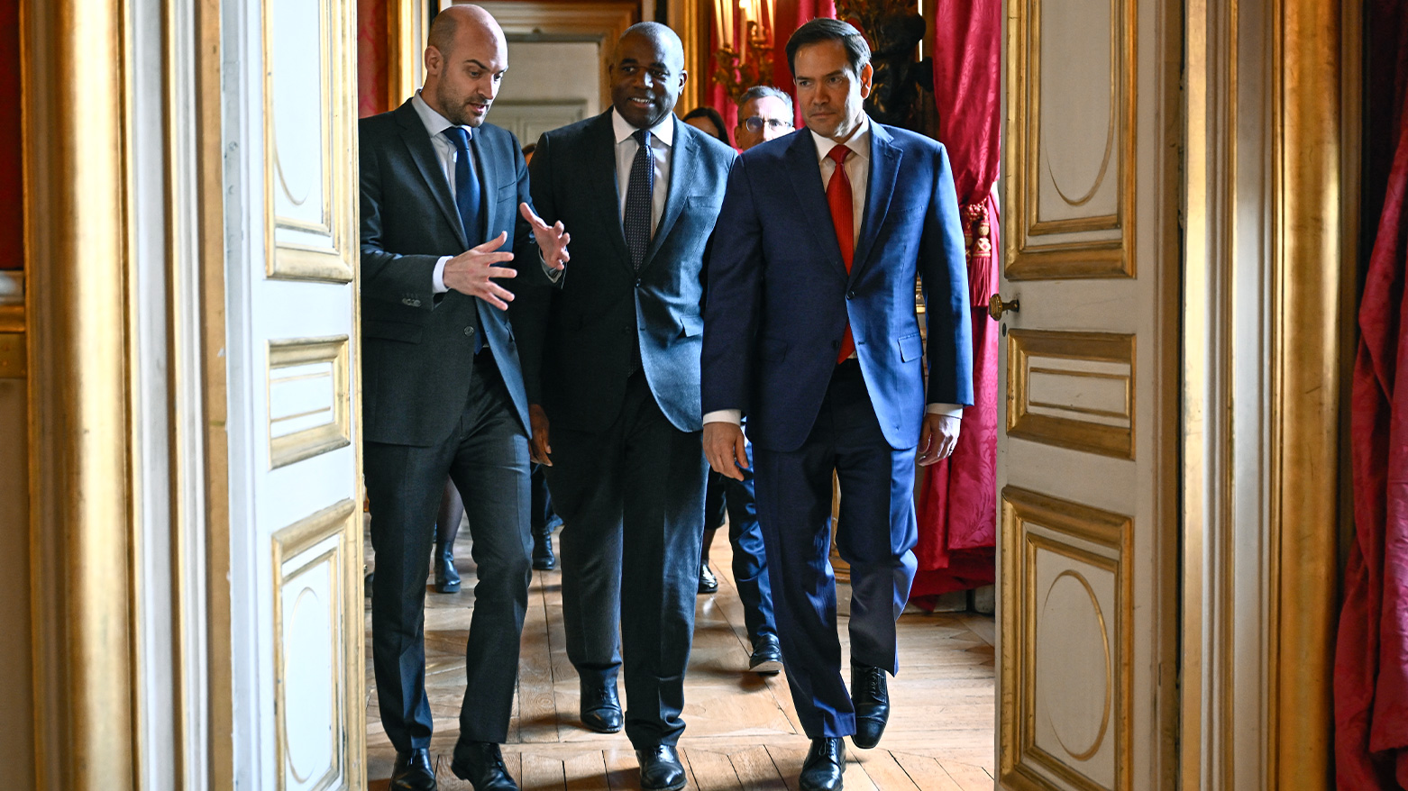 (L-R) France's FM Jean-Noel Barrot, Britain's FM David Lammy and US Secretary of State Marco Rubio. (Photo: AFP)