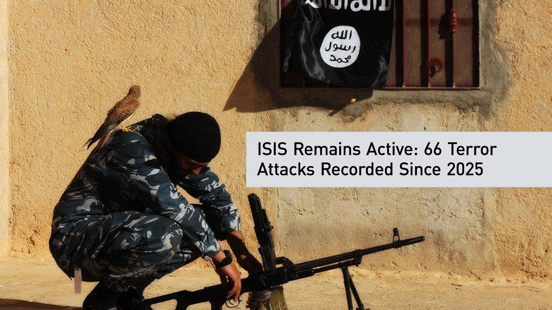 An ISIS member reloading his machinegun. (Graphic: Designed by Kurdistan24)