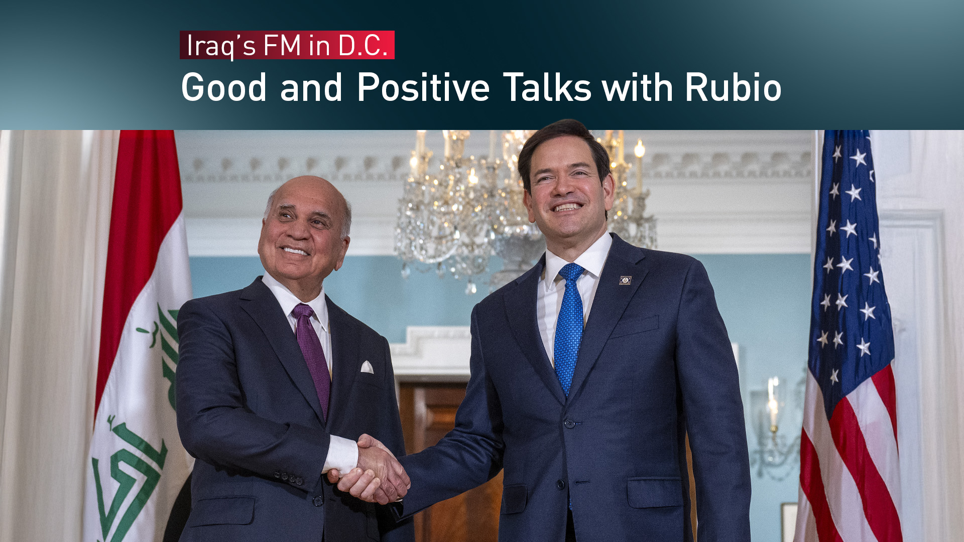 US Secretary of State Marco Rubio (R) meets with Iraqi FM Fuad Hussein. (Photo: AFP)