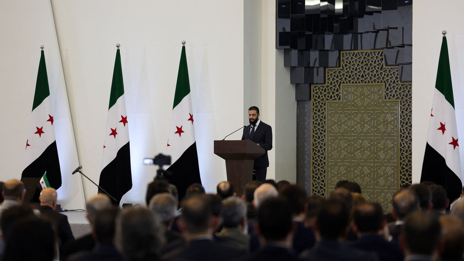 Syria's interim President Ahmed al-Sharaa delivers a speech in Damascus on March 29, 2025. (Photo: AFP)