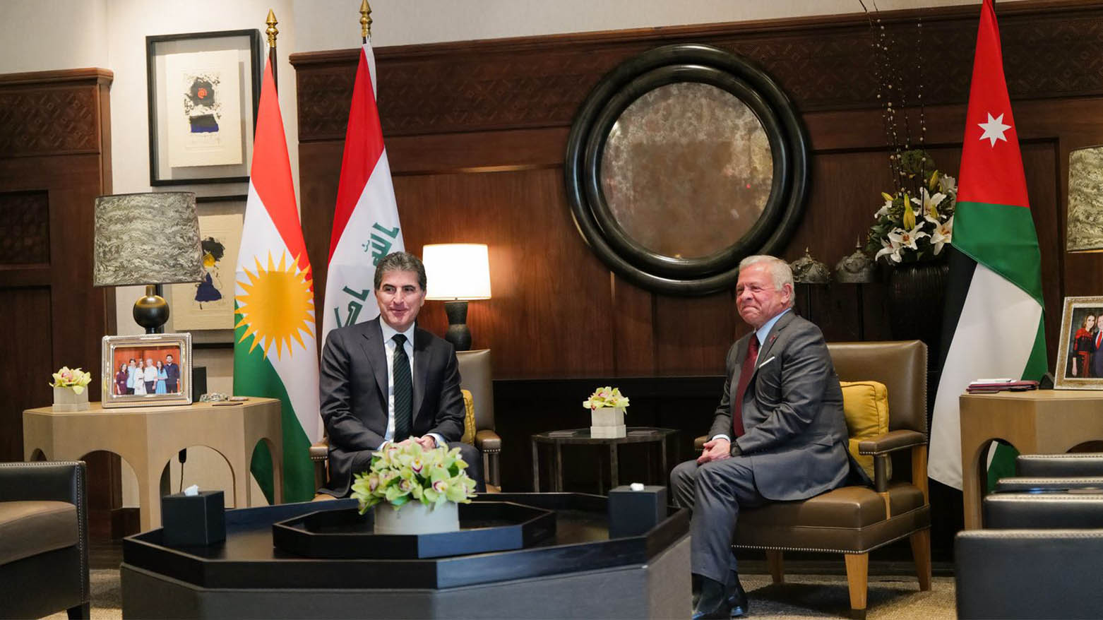 Kurdistan Region President Nechirvan Barzani (left) during his meeting with King Abdullah II bin Al-Hussein of Jordan, April 27, 2025. (Photo: AFP)
