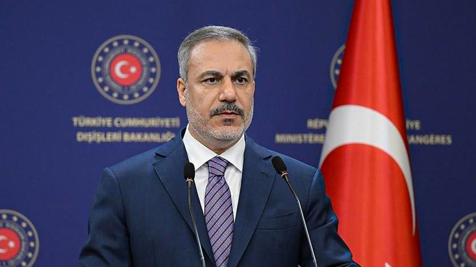 Turkey's Foreign Minister Hakan Fidan addresses a joint press conference with his Russian counterpart in Ankara on Feb. 24, 2025. (Photo: AFP)