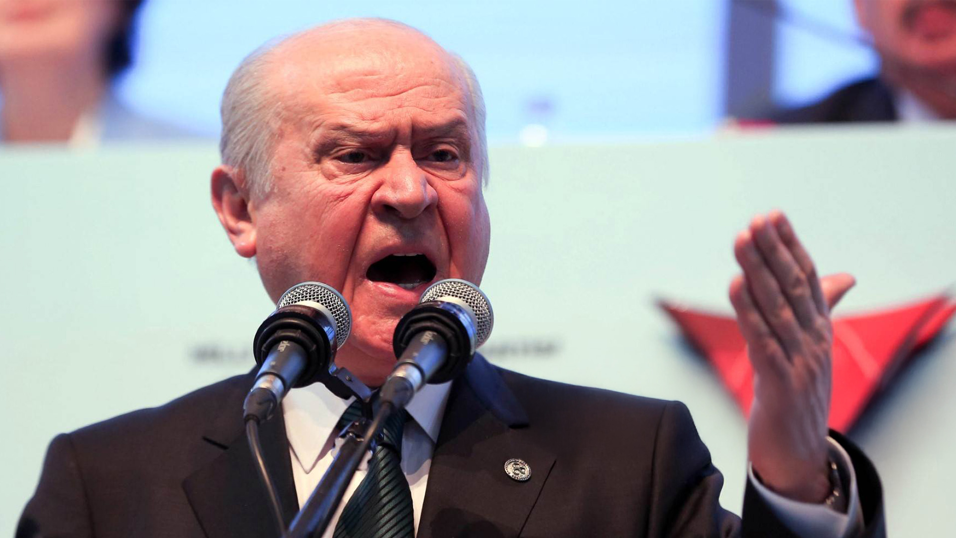 Turkey's right-wing Nationalist Movement Party's (MHP) Leader, Devlet Bahceli delivers a speech during the party's 12th Ordinary Grand Congress in Ankara on Mar. 18, 2018. (Photo: AFP)