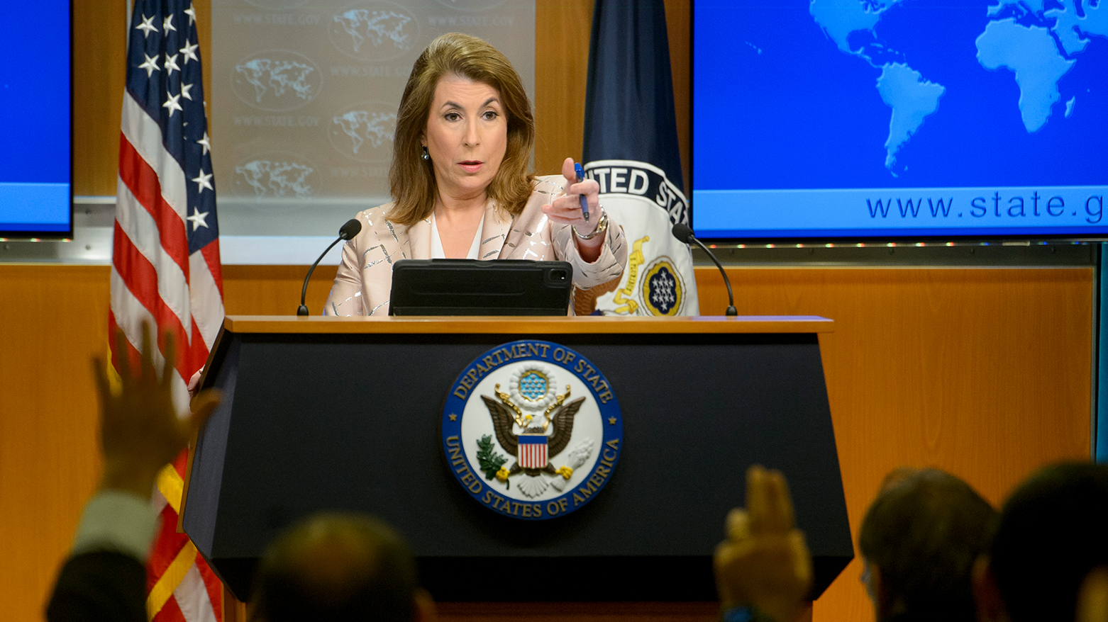 State Department spokesperson Tammy Bruce speaks during a briefing at the State Department, Tuesday, Apr. 15, 2025, in Washington. (Photo: AP)