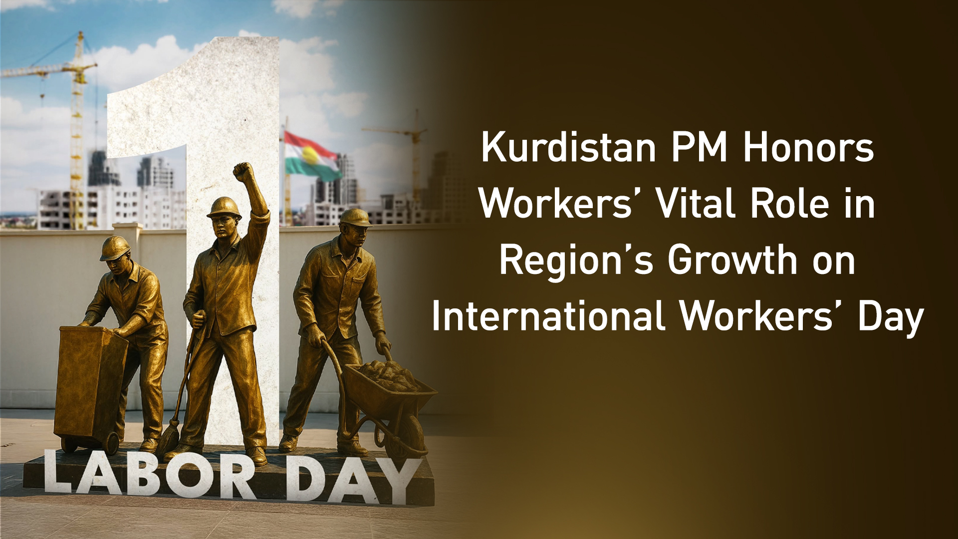 The “Workers' Statue,” erected on a street in the capital Erbil, honors the contributions of workers in the Kurdistan Region. (Graphics: Kurdistan24)
