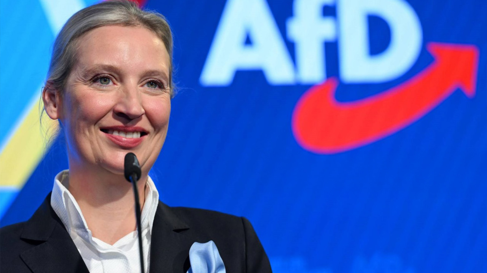 Co-leader of Germany's far-right Alternative for Germany (AfD) party and her party's top candidate for Chancellor Alice Weidel reacts with party members during the electoral evening in Berlin on Feb. 23, 2025. (Photo: AFP)