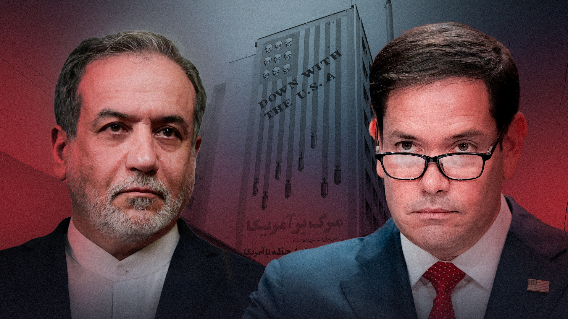 (L-R): Iran's FM Araghchi and U.S. Secretary of State Rubio. (Graphics: Kurdistan24)