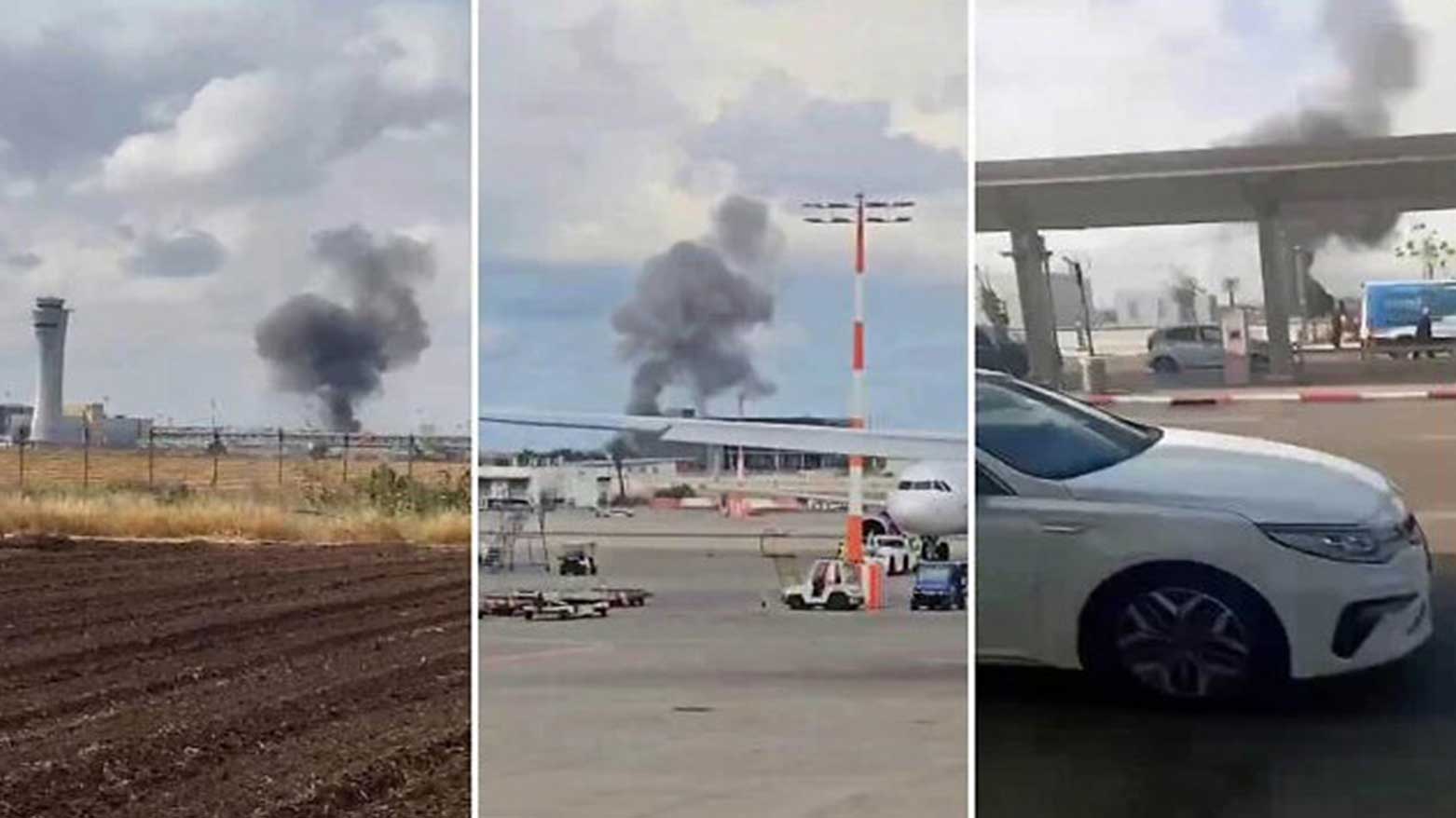 Smoke in the area of Ben Gurion Airport after a ballistic missile was fired at Israel from Yemen, May 4, 2025. (Photos: The Times of Israel)