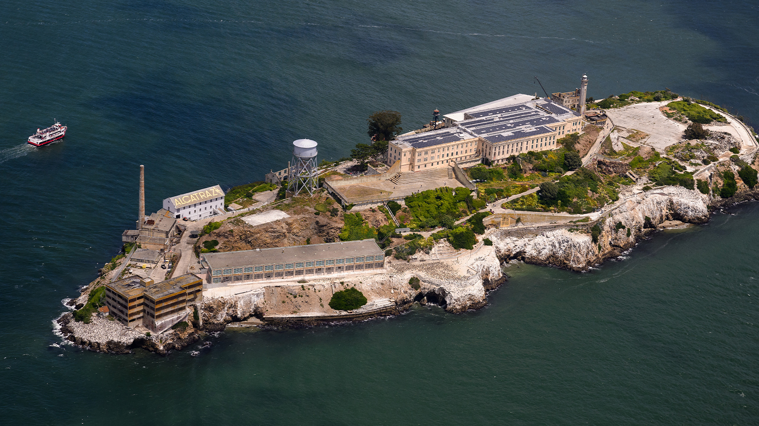 An aerial view shows Alcatraz island in San Francisco, California on May 16, 2024. (Photo: AFP)