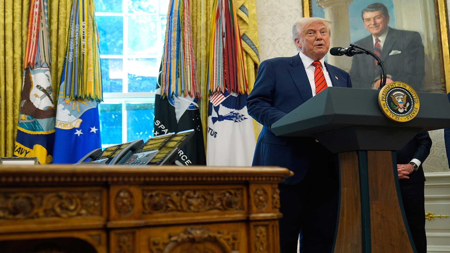 President Donald Trump speaks in the Oval Office of the White House, May 6, 2025. (Photo: AP)