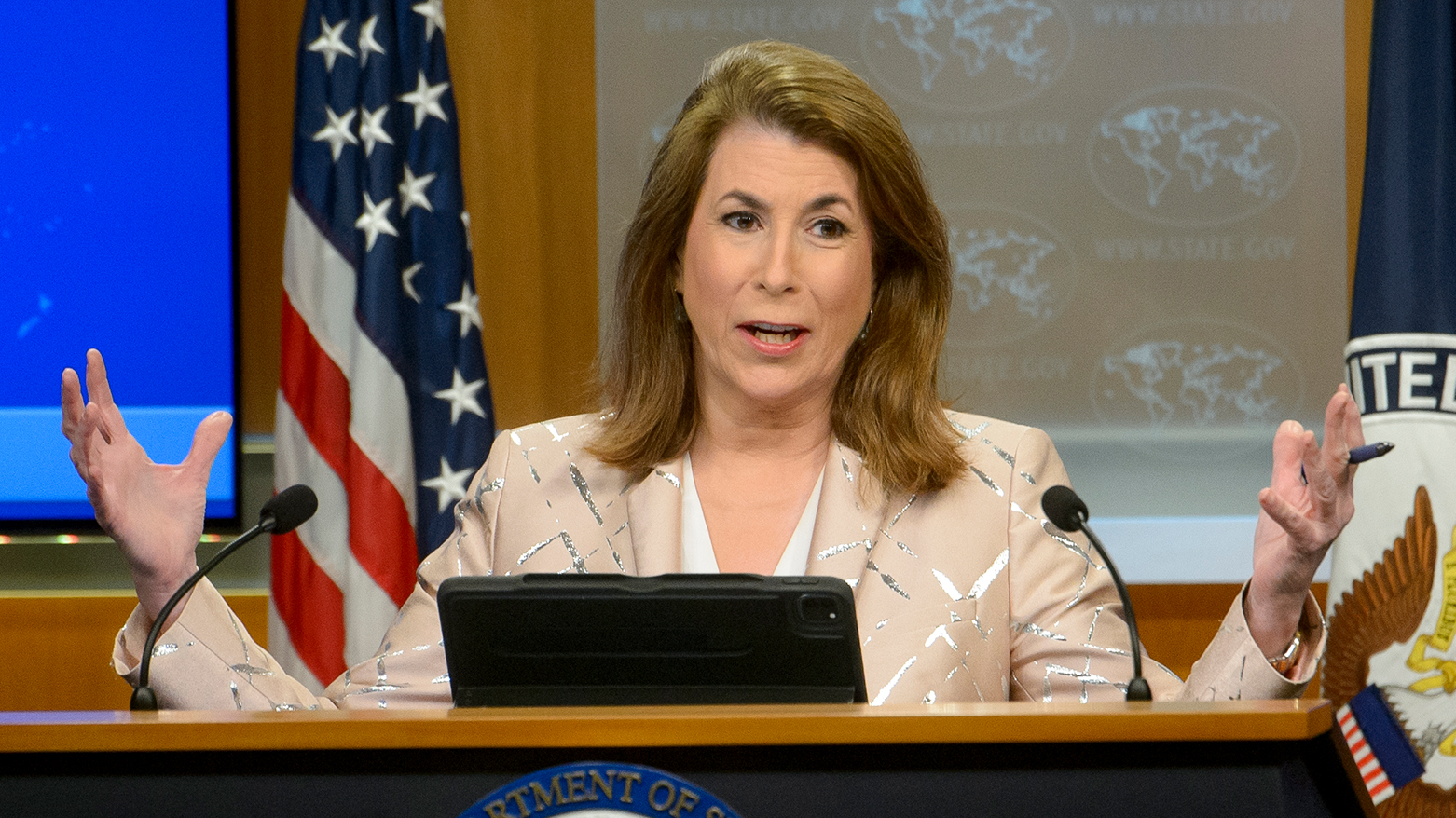 State Department spokesperson Tammy Bruce speaks during a briefing at the State Department, Tuesday, Apr. 15, 2025, in Washington. (Photo: AP)