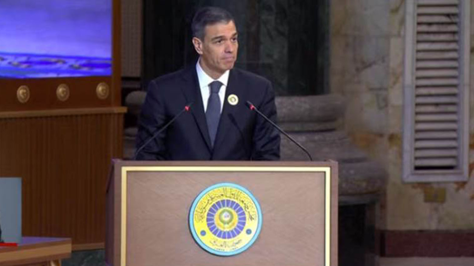 Spanish Prime Minister Pedro Sánchez delivered a resolute address at the 34th Arab League Summit in Baghdad on May 17, 2025. (Photo: Kurdistan24)