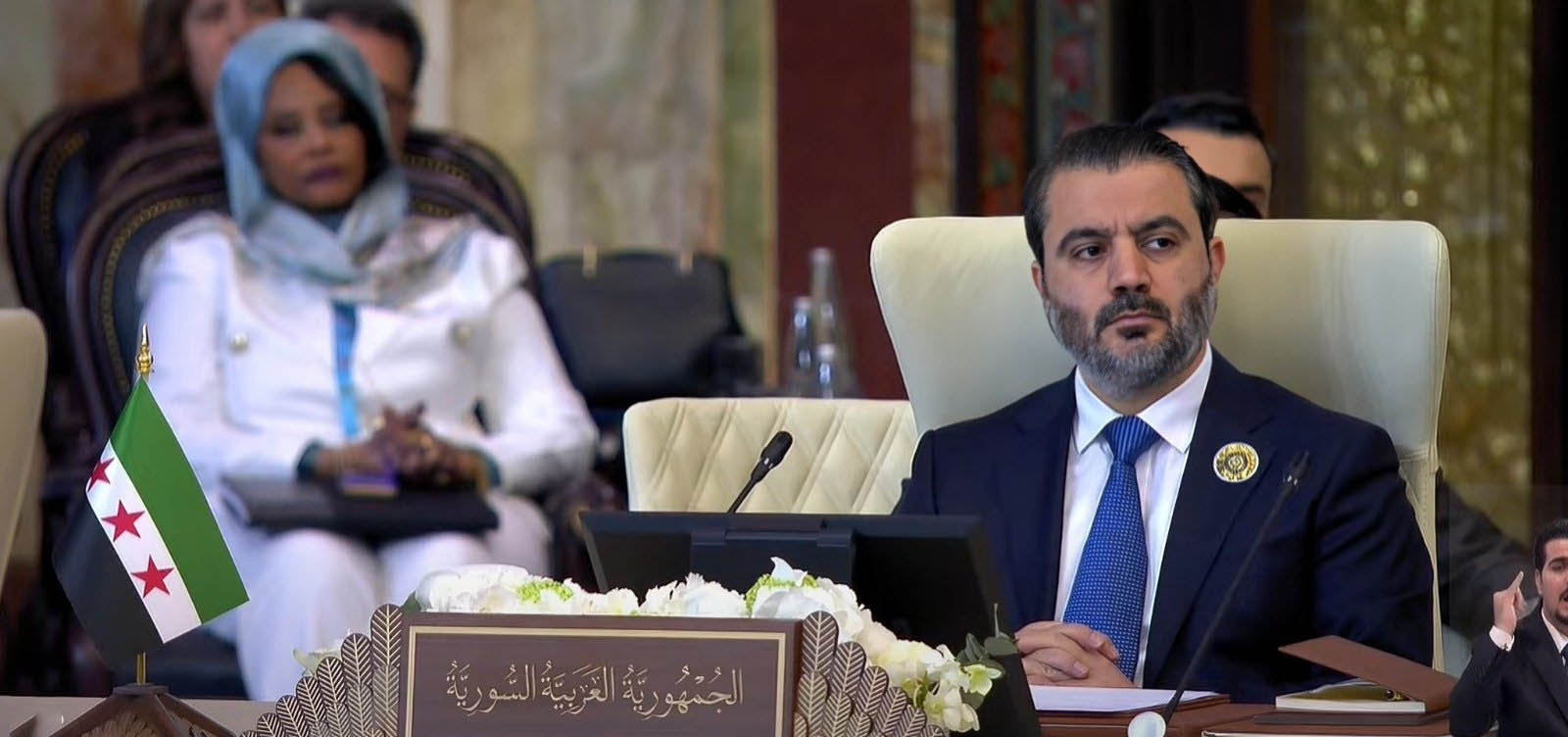 Syrian Foreign Minister Asaad al-Shaybani, at the 34th Arab League Summit in Baghdad on May 17, 2025. (Photo: SANA)