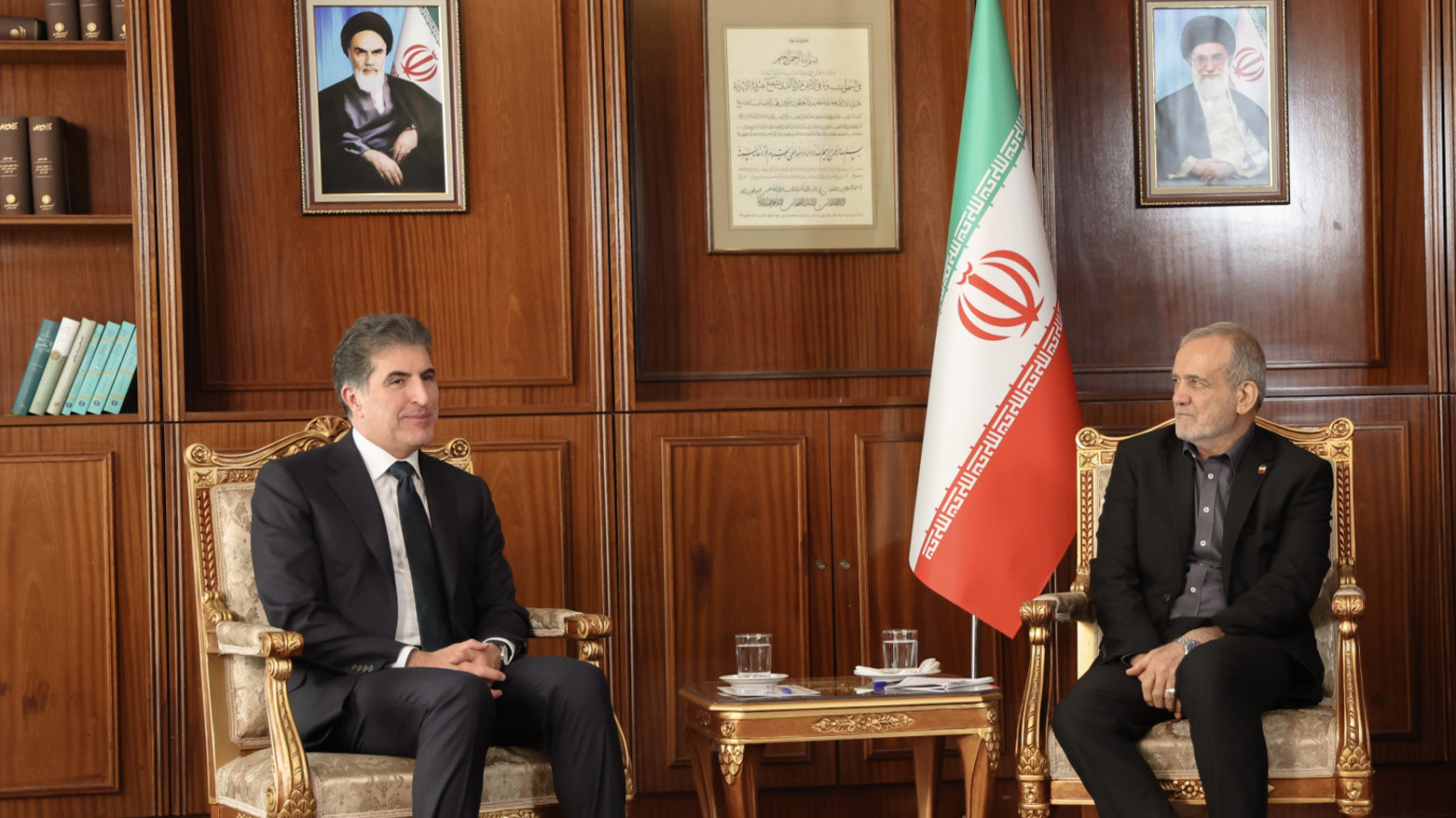 دیدار نچیروان بارزانی، رئیس‌ اقلیم کوردستان و مسعود پزشکیان، رئیس‌جمهور ایران