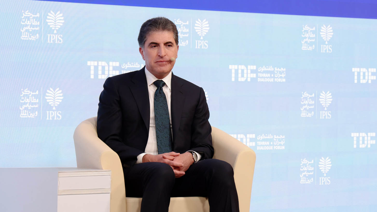 Kurdistan Region President Nechirvan Barzani speaking at the Tehran Dialogue Forum, May 18, 2025. (Photo: Kurdistan24)