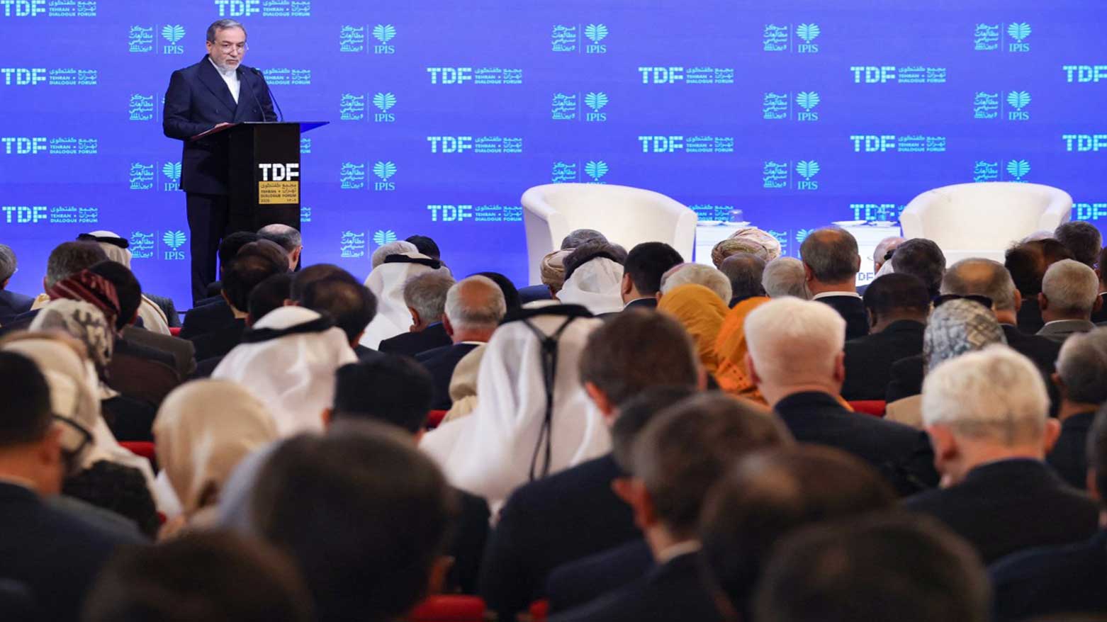Iran's FM Abbas Araghchi addressing the Tehran Dialogue Forum in Tehran, May 18, 2025. (Photo: AFP)