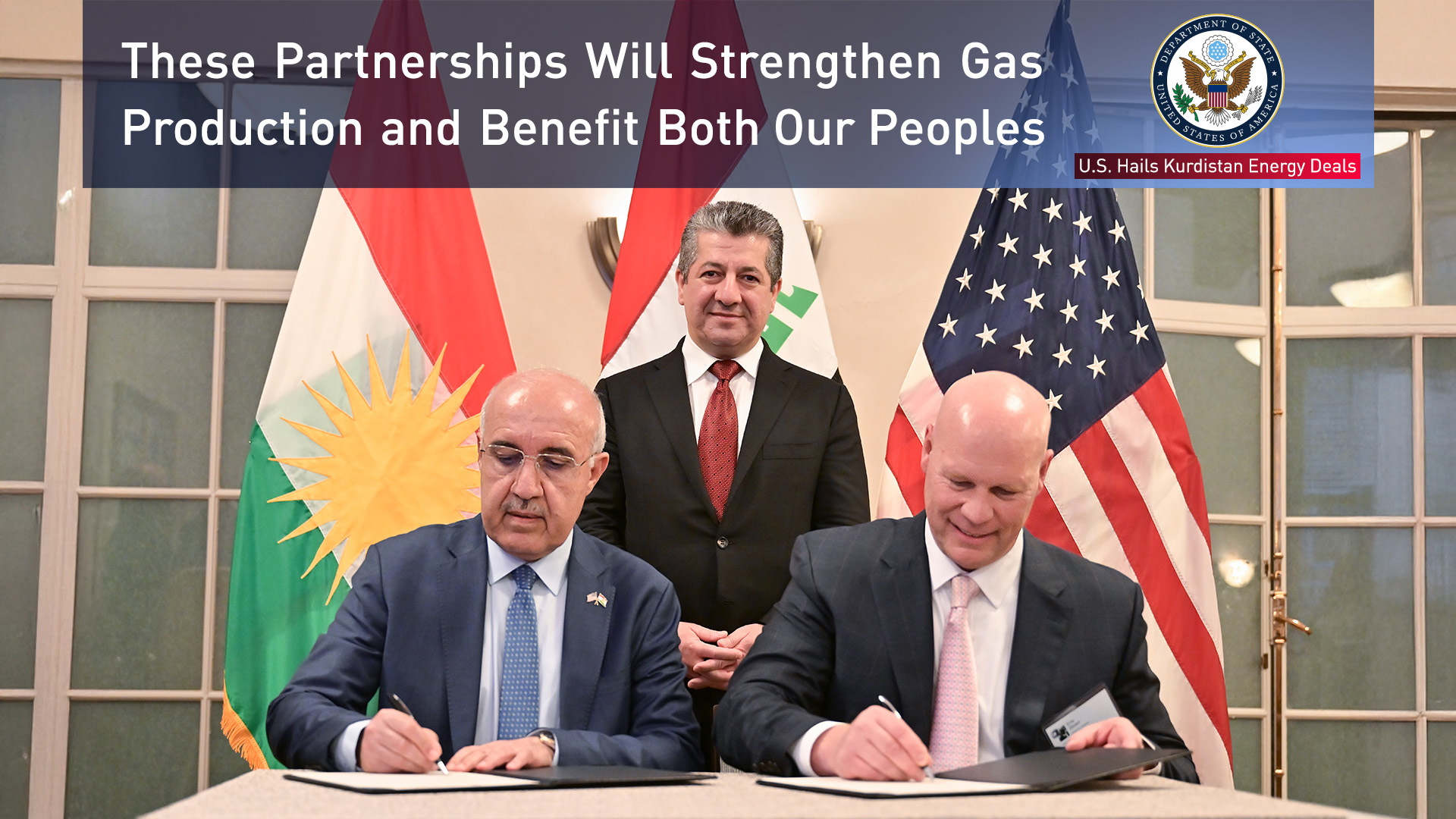 KRG PM Masrour Barzani, overseeing the energy deals signing ceremony between the KRG and the US companies, Washington DC, USA. (Photo: KRG)