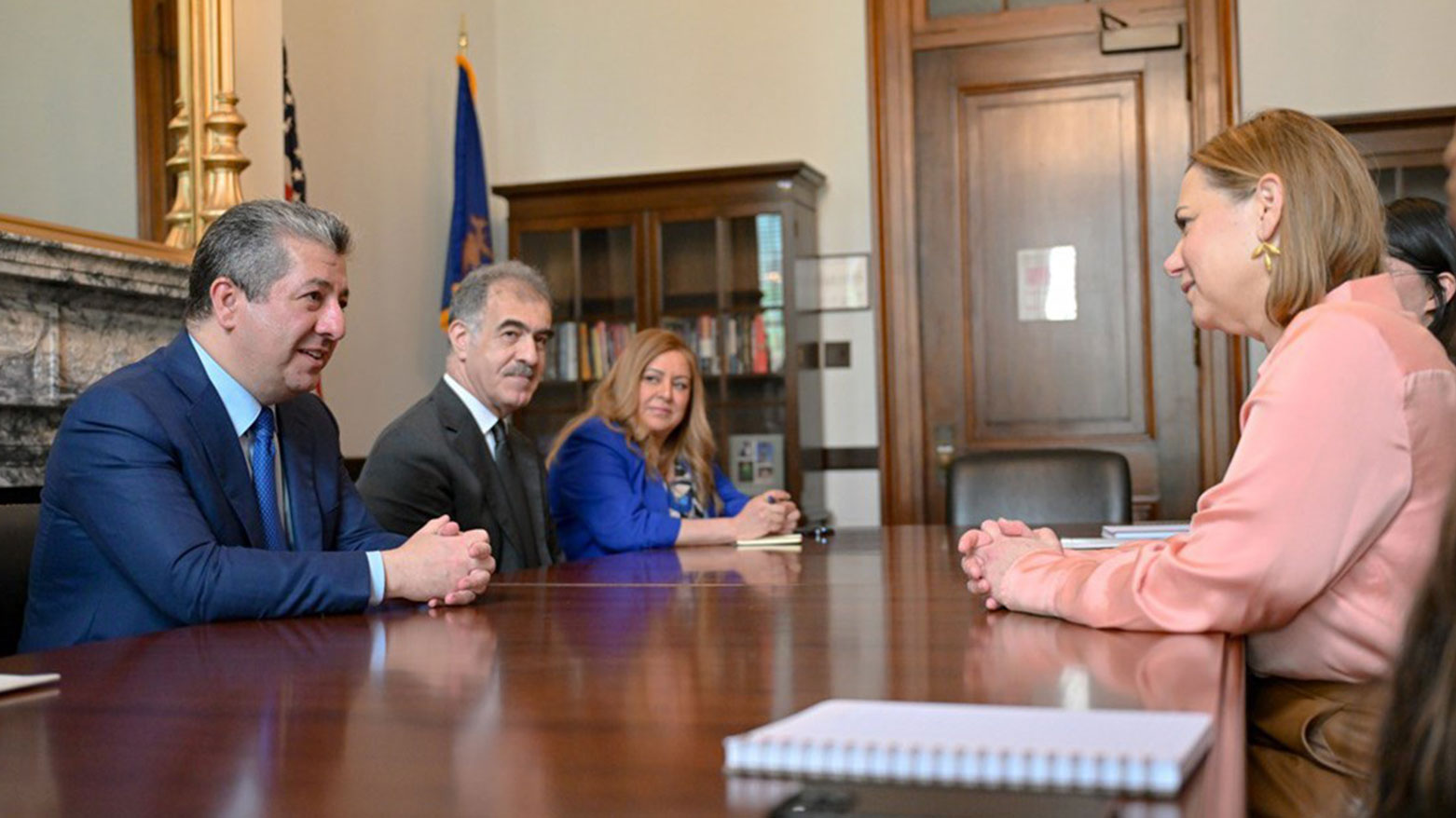 Kurdistan Region Prime Minister Masrour Barzani (first from left) during his meeting with U.S. Senator Elissa Slotkin, May 21, 2025. (Photo: KRG)
