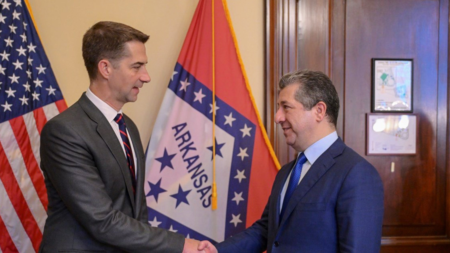 مسرور بارزانی، نخست‌وزیر اقلیم کوردستان و سناتور تام کاتن