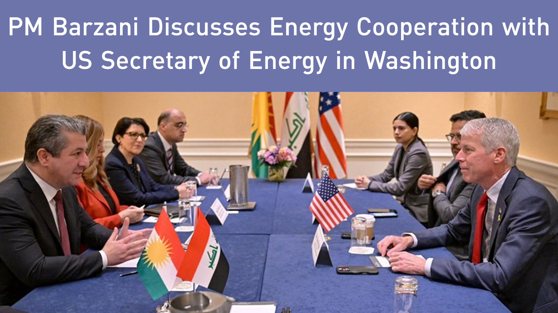 Kurdistan Region Prime Minister Masrour Barzani (left) during his meeting with U.S. Secretary of Energy Chris Wright, May 22, 2025. (Photo: KRG)