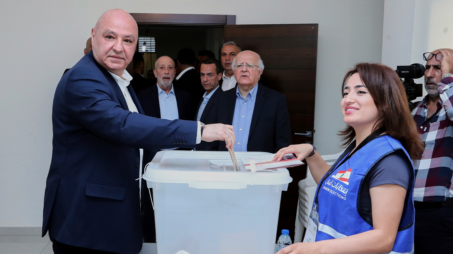 President Joseph Aoun votes in municipal elections in Aishiyeh, south Lebanon, May 24, 2025. (Photo:  AP)
