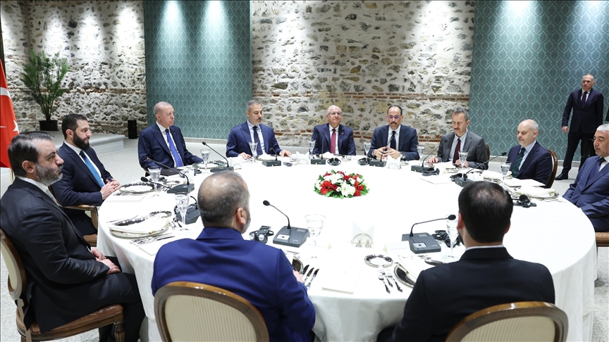 Turkish President Recep Tayyip Erdogan, Syria's President Ahmed al-Sharaa meeting in Turkiye's Istanbul, May 24, 2025. (Photo: AA)