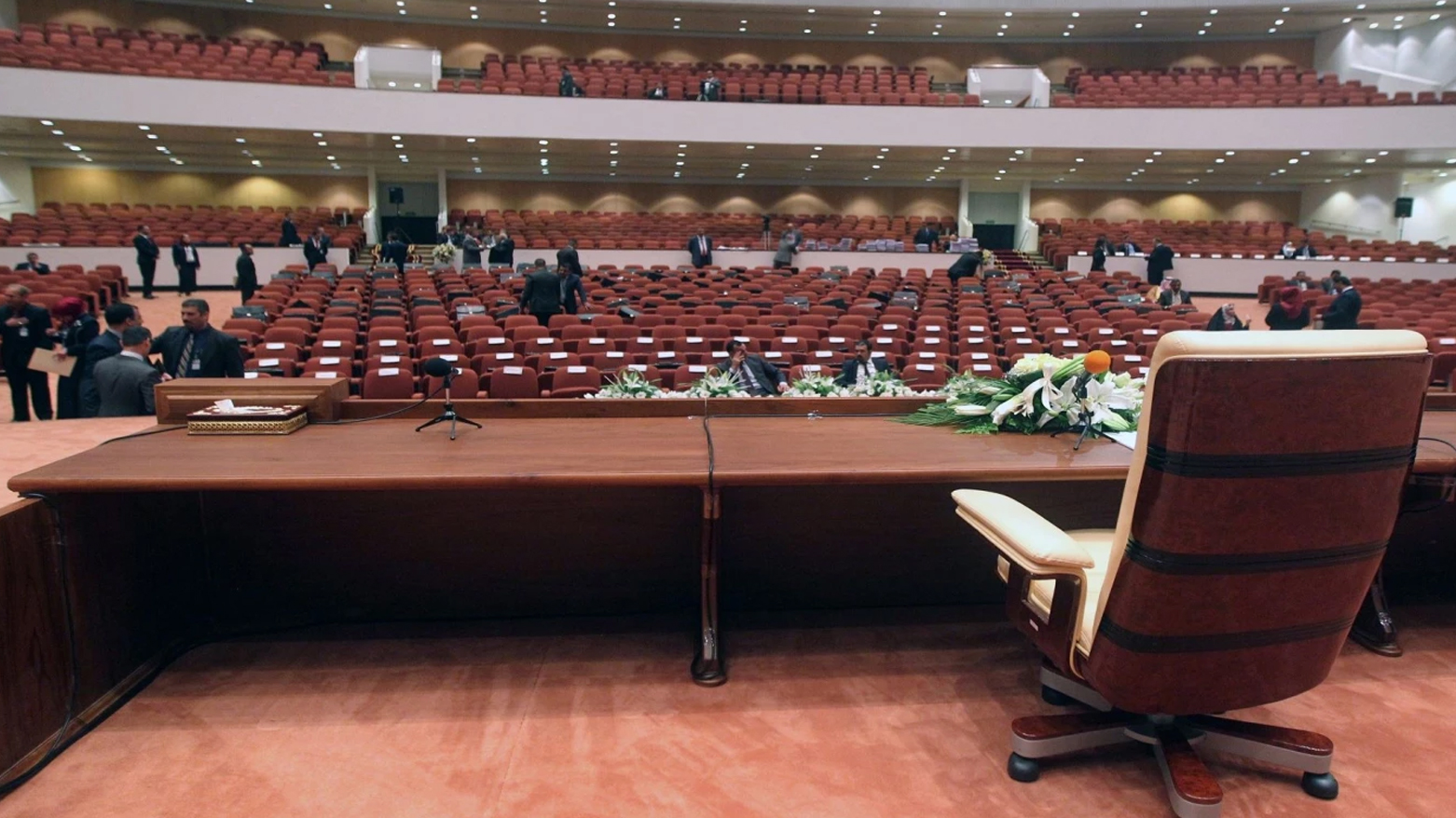 The view inside an empty Iraqi parliament hall. (Photo: Iraqi state media)