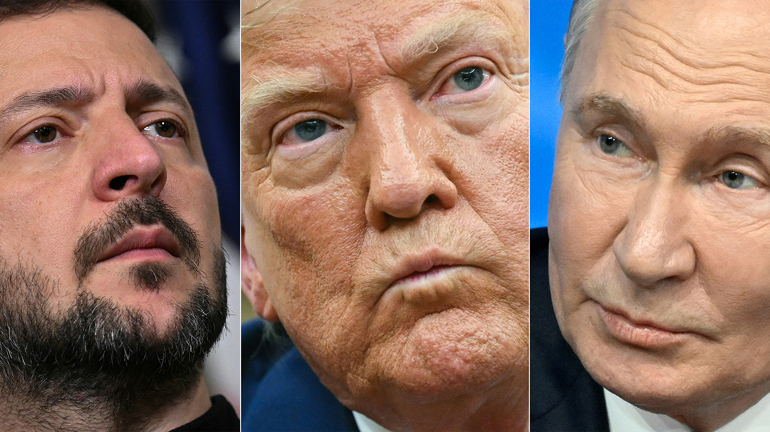 Ukraine's President Zelensky (L); U.S. President Trump (C); Russia's President Putin (R). (Combo Photo: AFP)