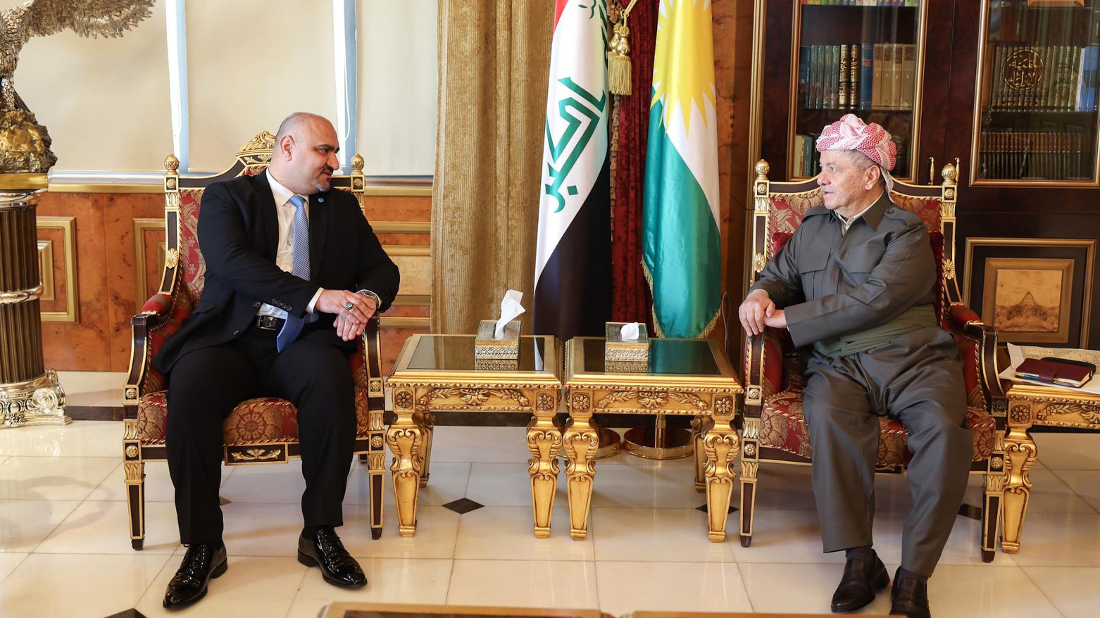 President Masoud Barzani (R) and ITF Head, Mohammed Semaan (L). (Photo: Barzani HQ)