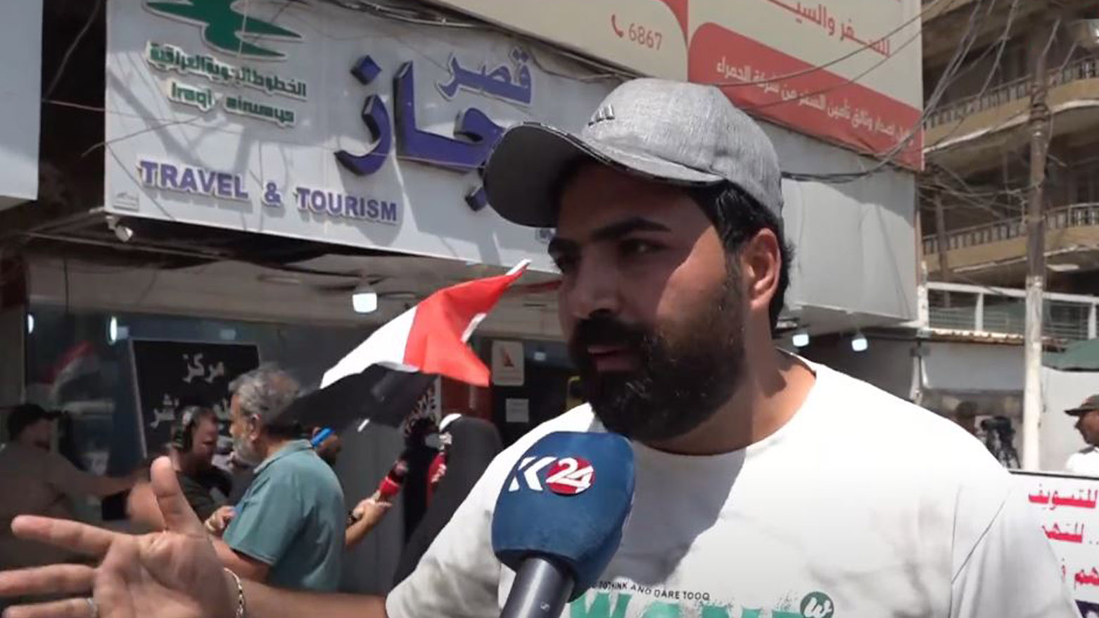 A protestor from victims' families talking to Kurdistan24. (Photo: Kurdistan24)