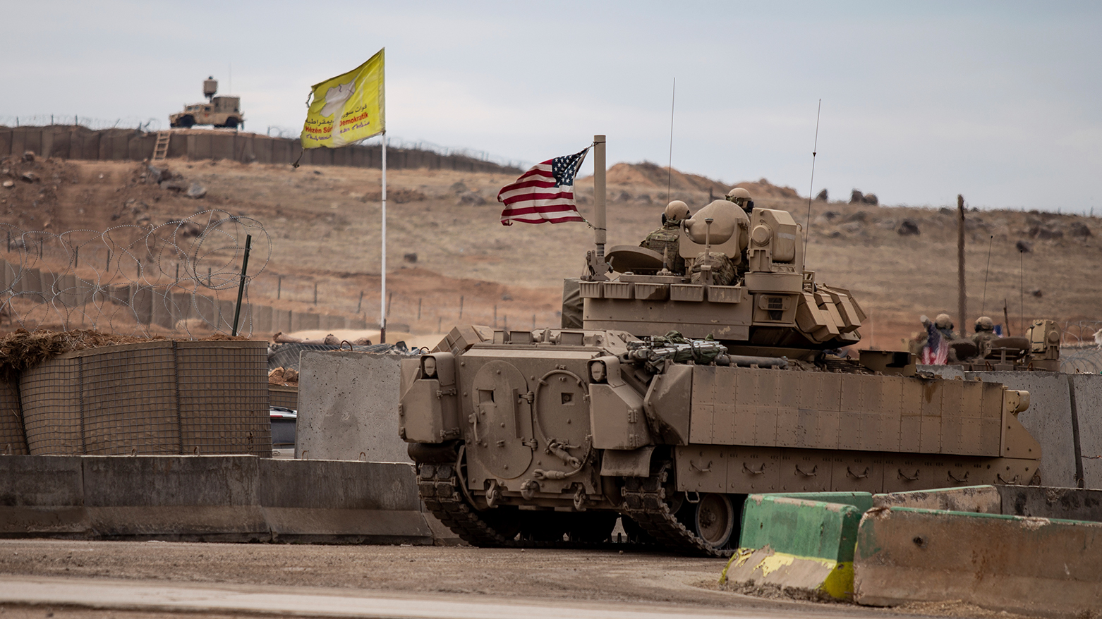 American soldiers patrol near prison that was attacked on Jan. 20 by the Islamic State militants in Hassakeh, Syria, Feb. 8, 2022. (Photo: AP)