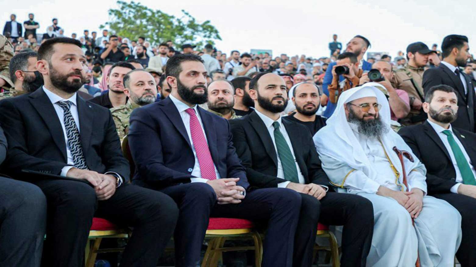 Syria's interim president Ahmed al-Sharaa (2nd-L) attending an event at the Aleppo Citadel on May 27, 2025. (Photo: SANA)