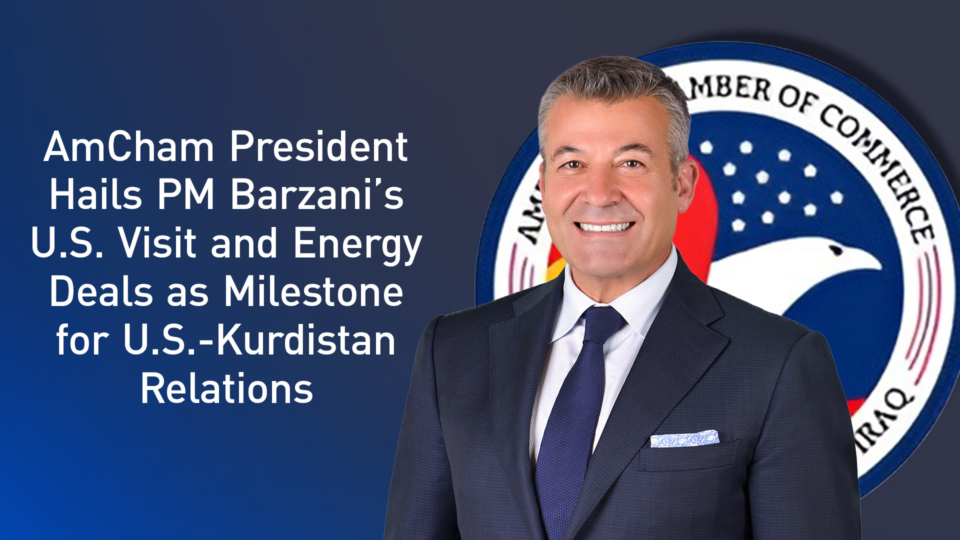 Dori F. Abouzeid, President of the American Chamber of Commerce (AmCham) in the Kurdistan Region. (Graphics: Kurdistan24)