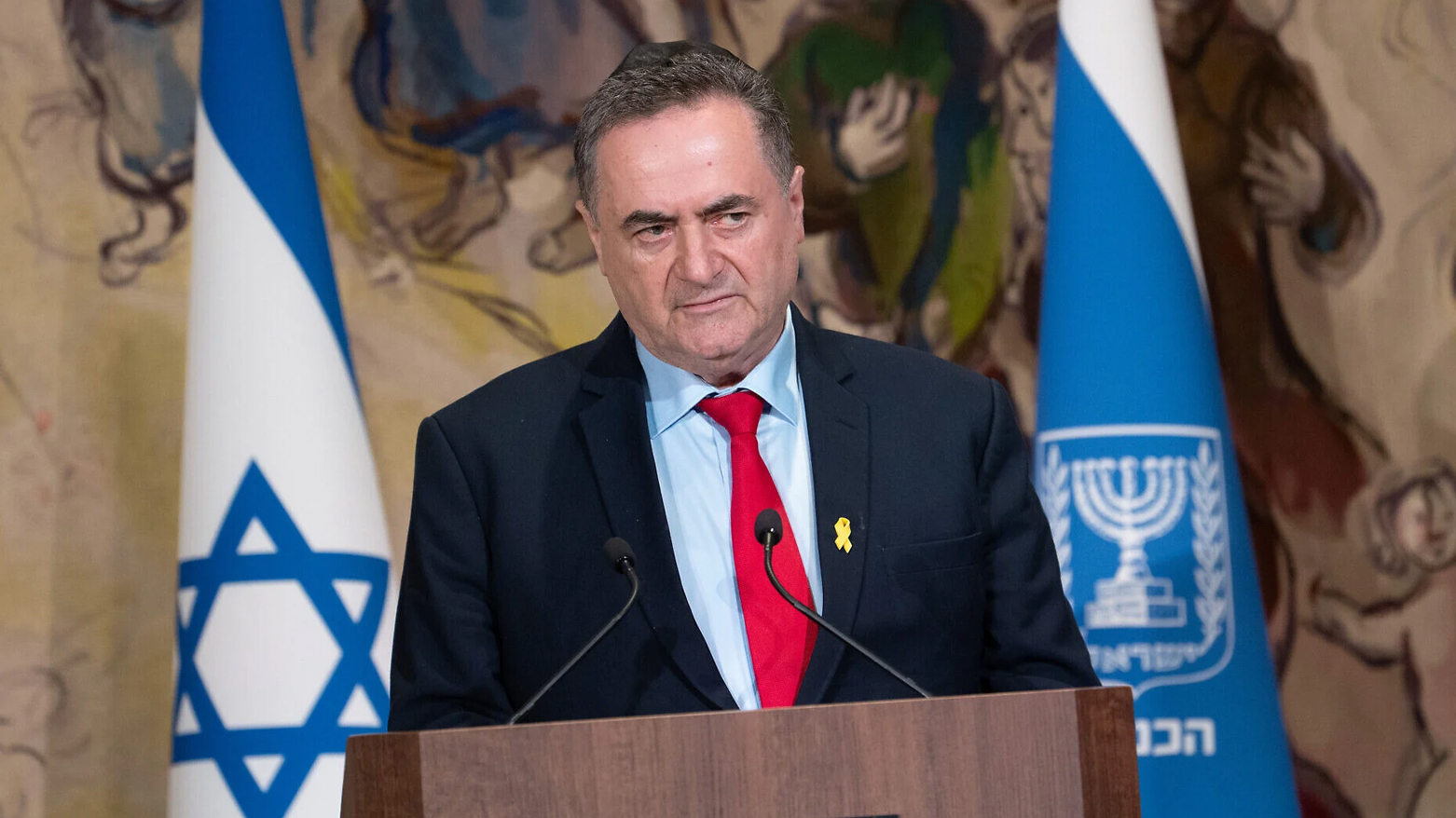 Defense Minister Israel Katz attends a Holocaust Memorial Day ceremony at the Knesset in Jerusalem, Apr. 24, 2025. (Photo: Times of Israel)