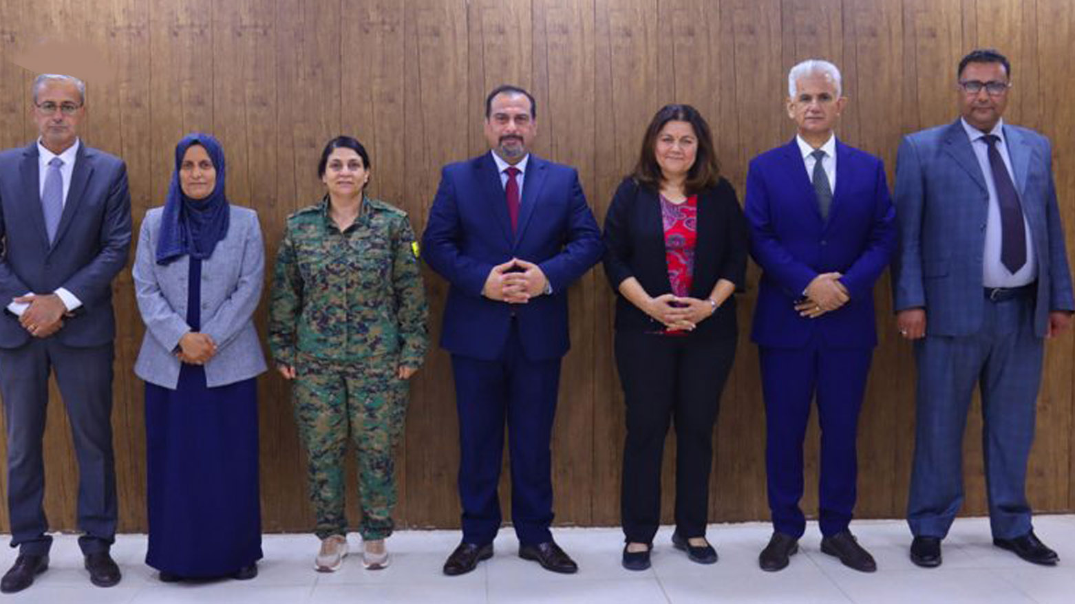 A picture showing the DAANES's delegation that is in Damascus, May. 31, 2025. (Photo: Social Media)