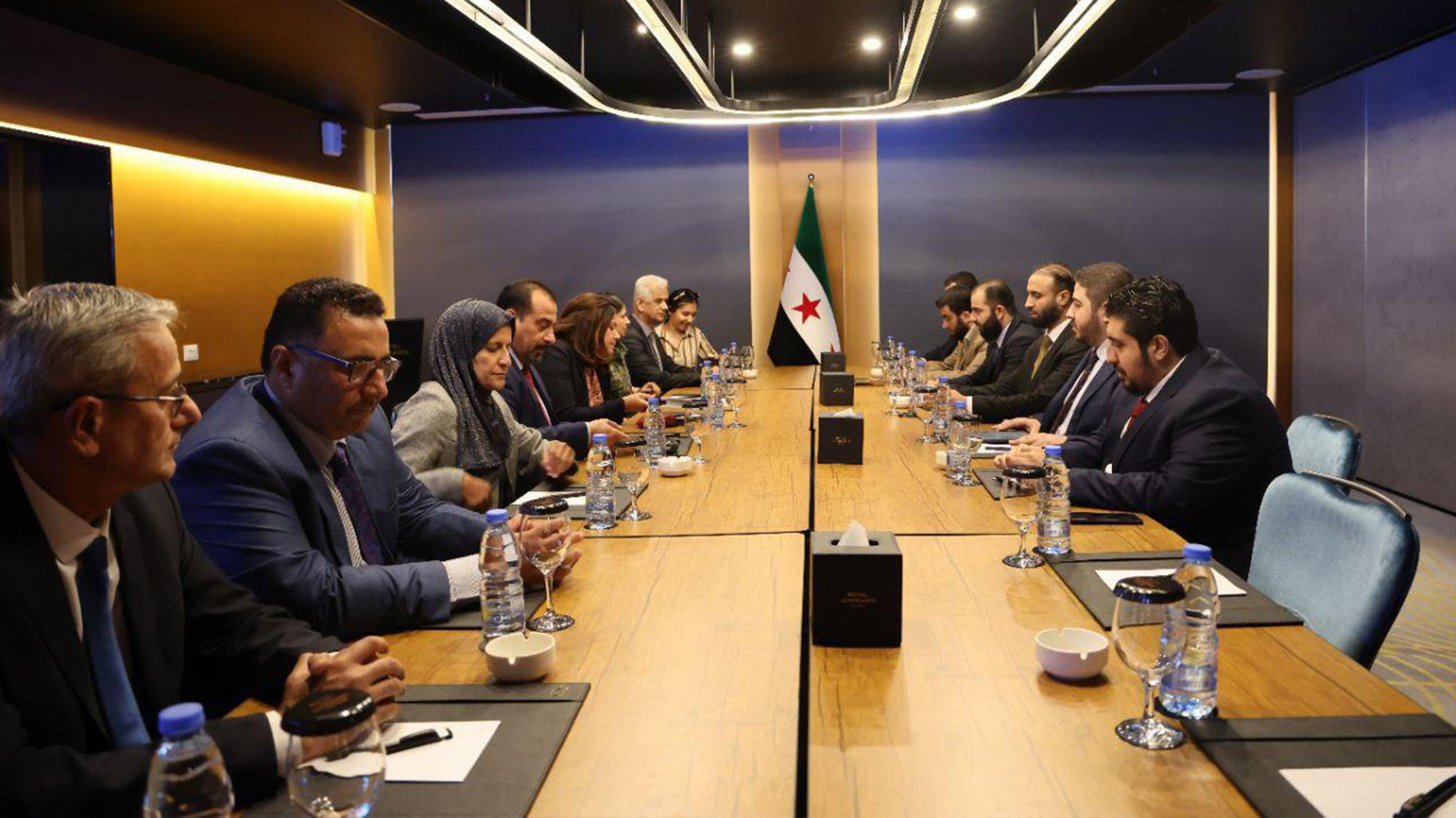 A picture showing Syrian and DAANES delegation in Damascus, Jun. 1, 2025. (Photo: SANA)