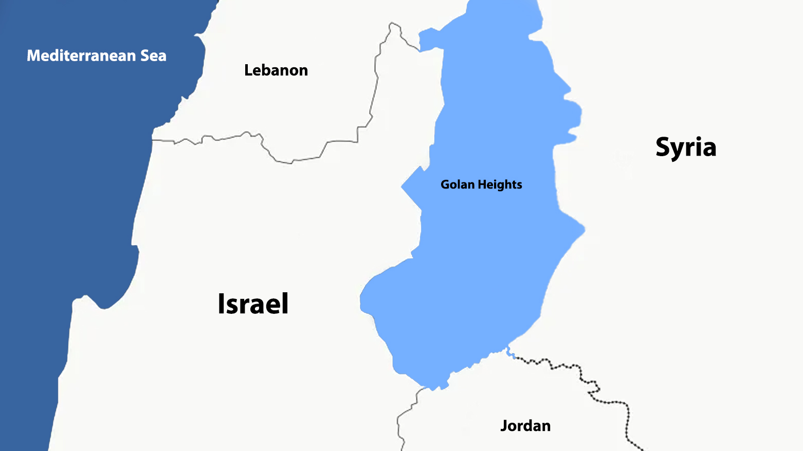 A map picture showing the border between Syria, Israel, Lebanon, and Jordan. (Graphic: Designed by Kurdistan24)