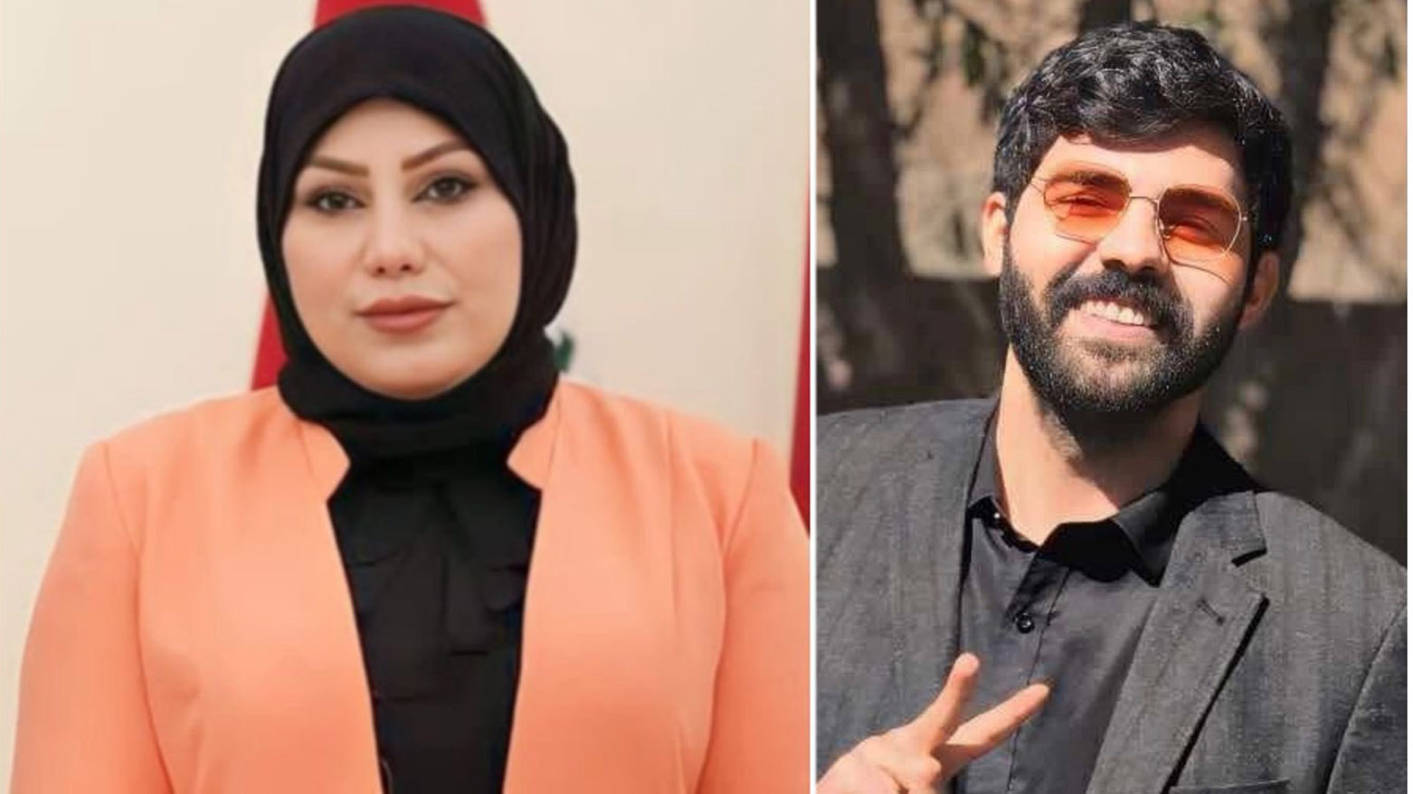فەرمانبەر 'محەممەد عاشوور' (لای ڕاست) و پەرلەمانتار 'سوهەیلە ساعدی' (لای چەپ)
