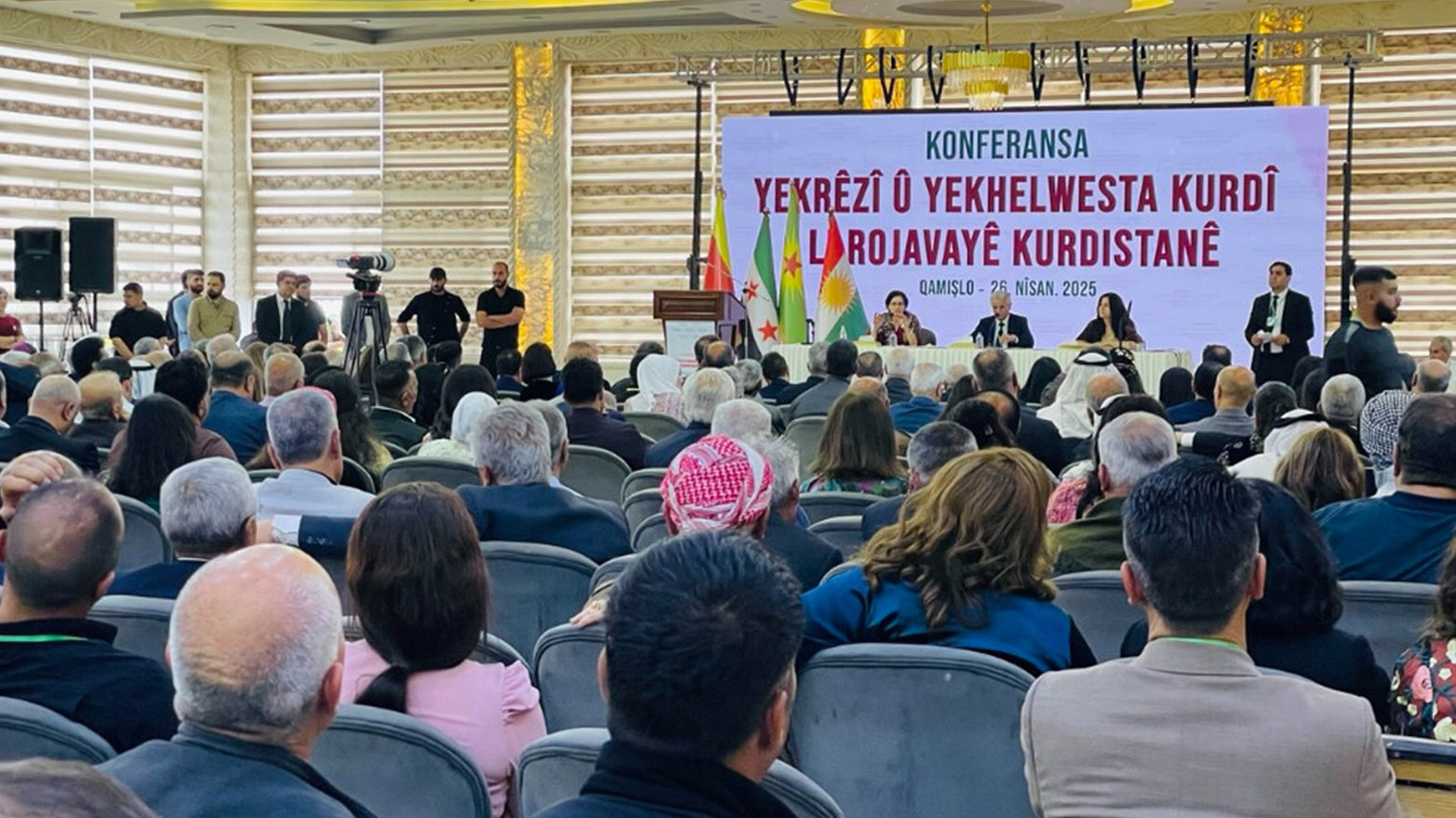 A picture taken during the Kurdish unity and solidarity conference at Qamshlo western Kurdistan, Apr. 26, 2025. (Photo: Kurdistan24)