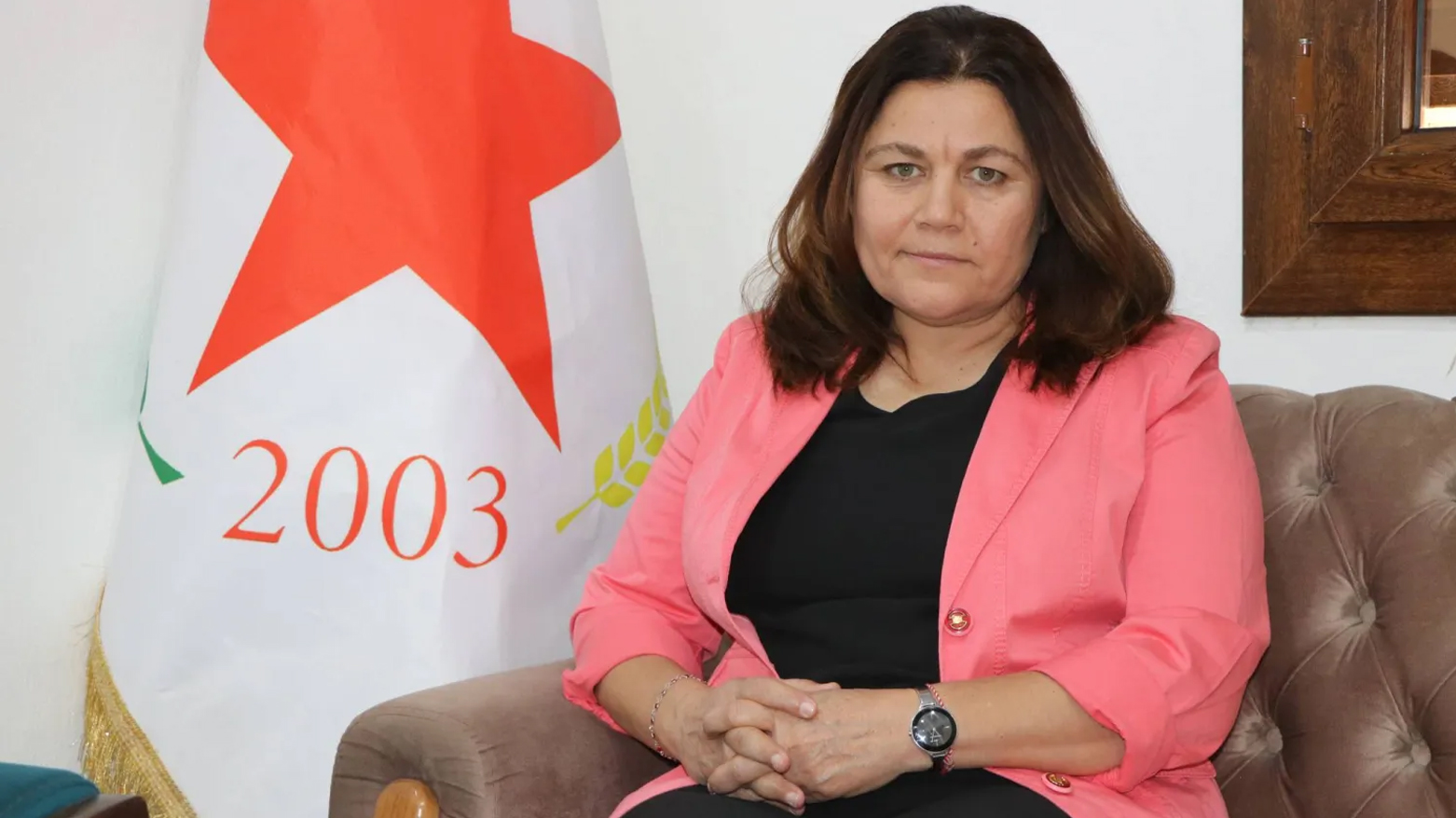 Foza Youssef, head of the Kurdish delegation and Co-leader in the Democratic Union Party (PYD).(Photo: Asharq al-Awsat)