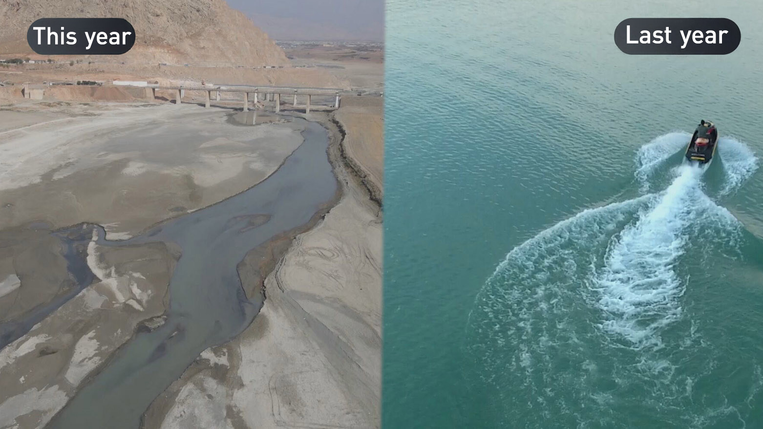 A striking contrast in the same location in Raparin within just one year. (Photo: Kurdistan24)