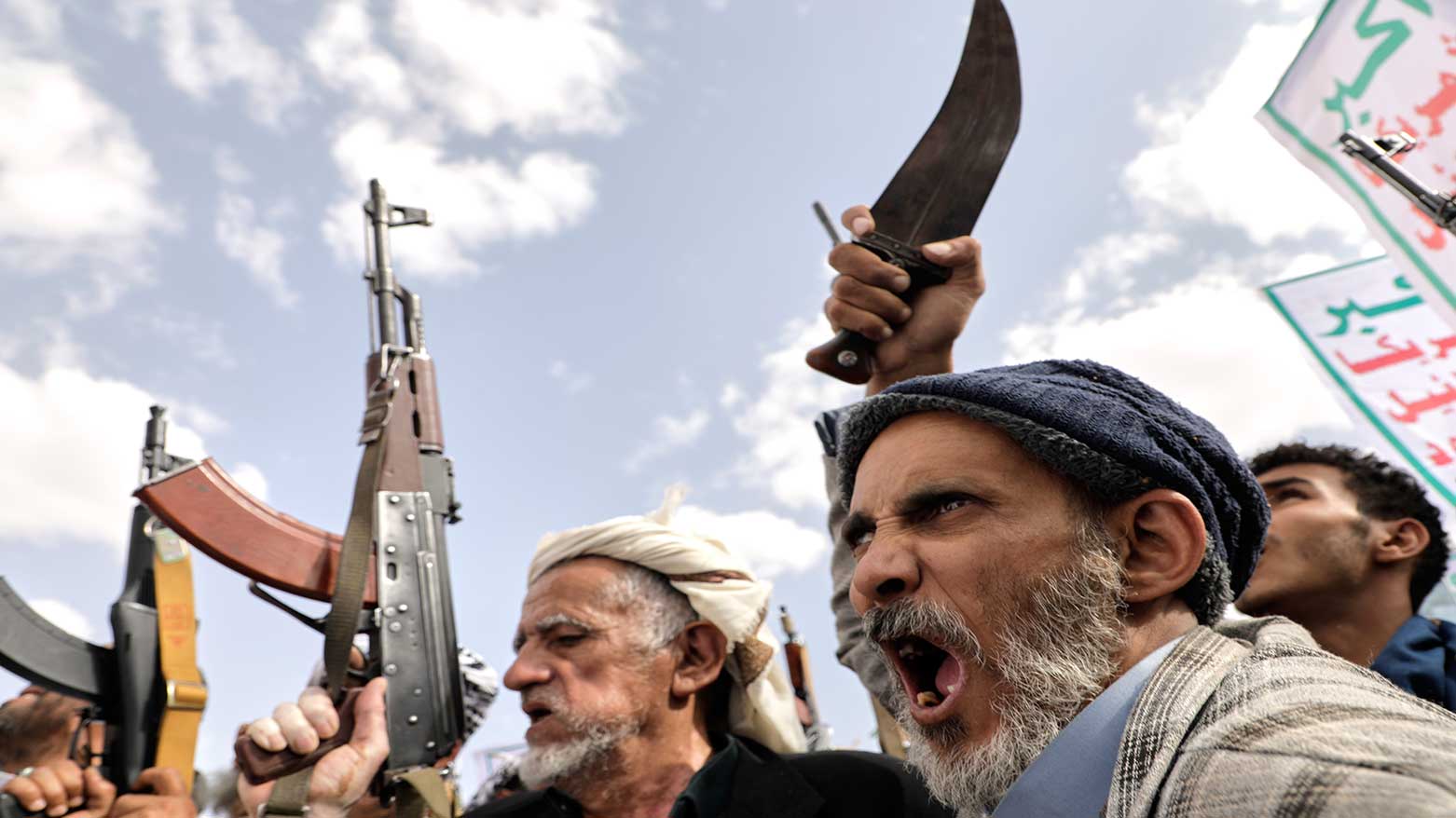 Houthis chant slogans during anti-U.S. and anti-Israel rally in Sanaa, Yemen, April 25, 2025. (Photo: AP)