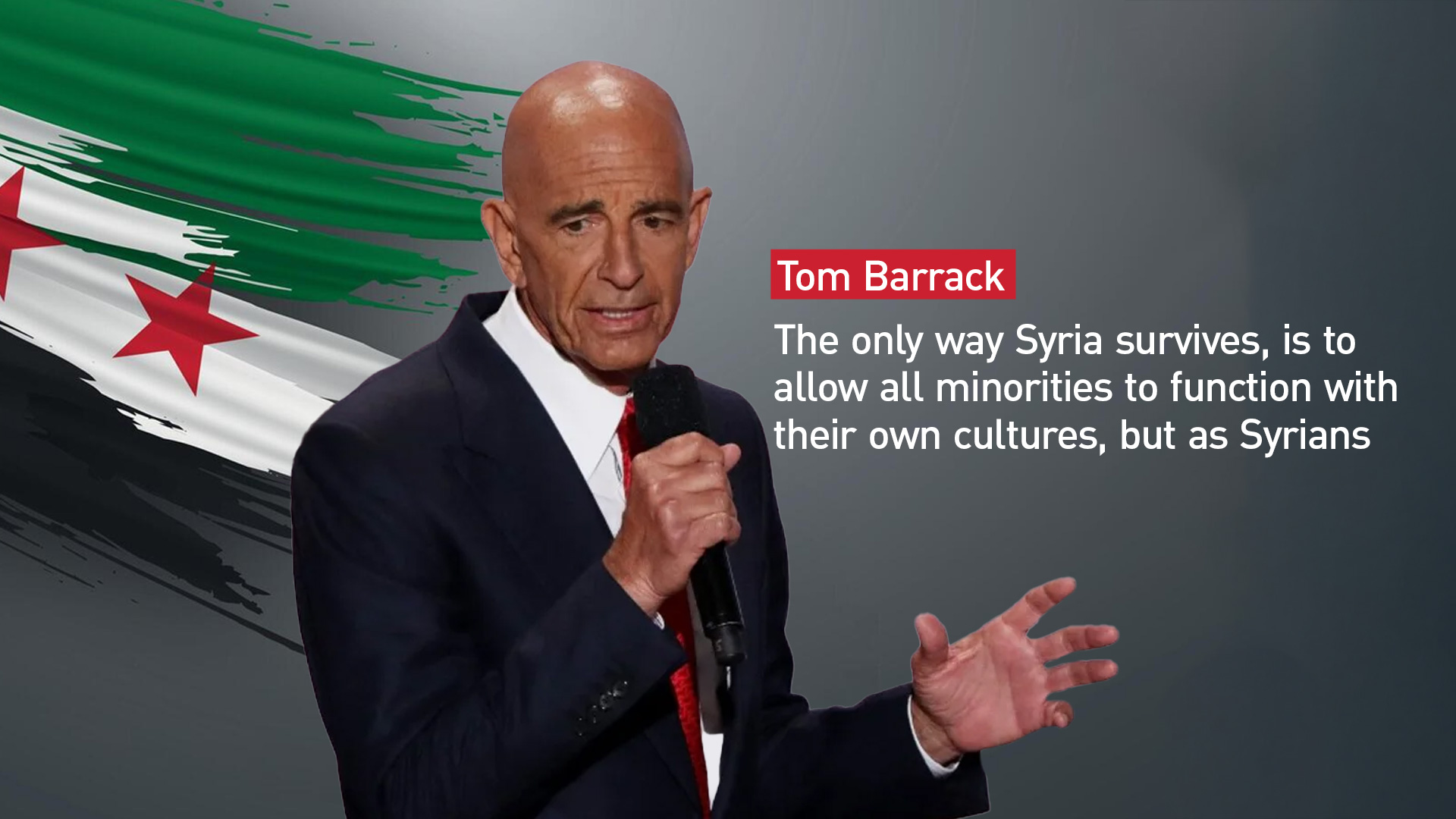 U.S. Special Envoy for Syria Tom Barrack. (Graphic: Designed by Kurdistan24)