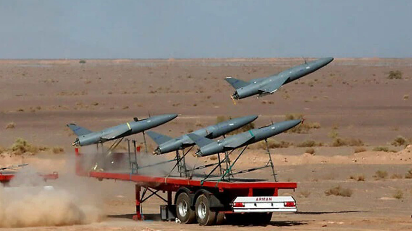 A drone is launched in a military drone drill in Iran. (Photo: AP)