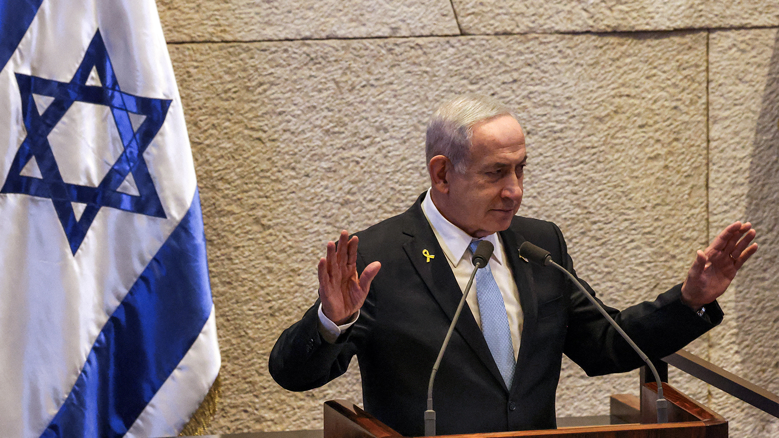 Israel's Prime Minister Benjamin Netanyahu gestures as he addresses the assembly during a session of the Israeli parliament at its headquarters in Jerusalem on Jun. 11, 2025. (Photo: AFP)