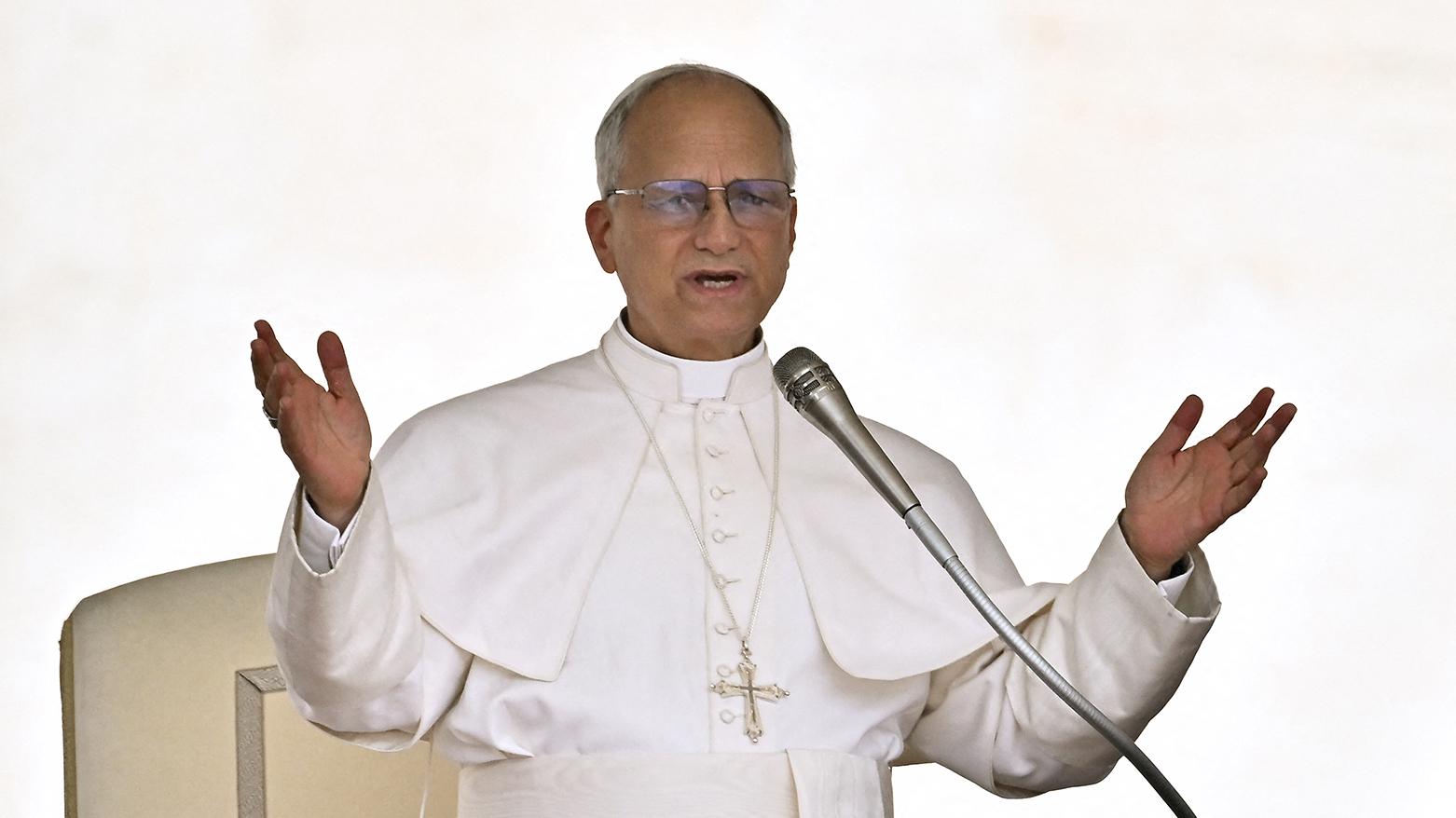 Pope Leo XIV gestures as he addresses the audience as he holds the weekly general audience in St Peter's Square at the Vatican, on Jun. 11, 2025. (Photo: AFP)